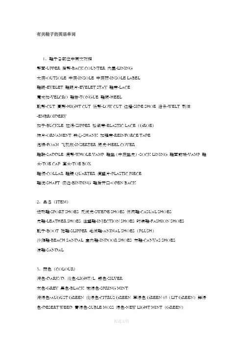 有关鞋子的英语单词