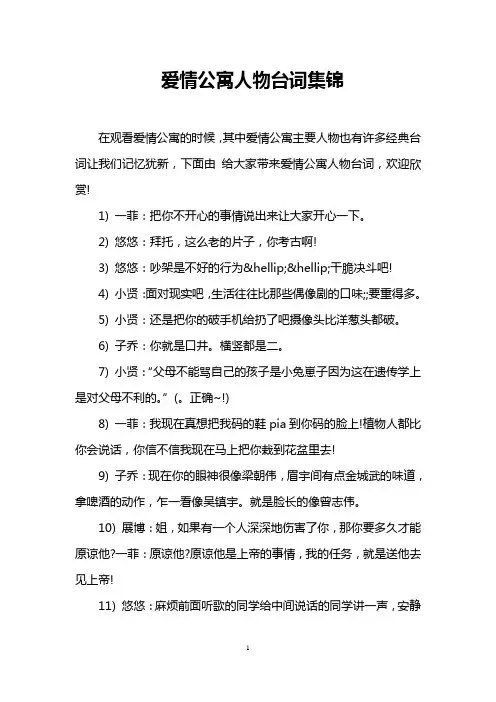 爱情公寓人物台词集锦