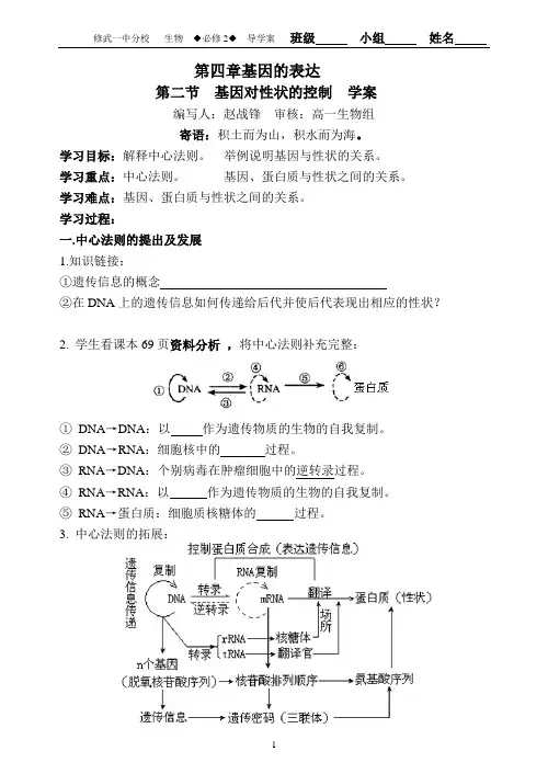 第二节基因对性状的控制