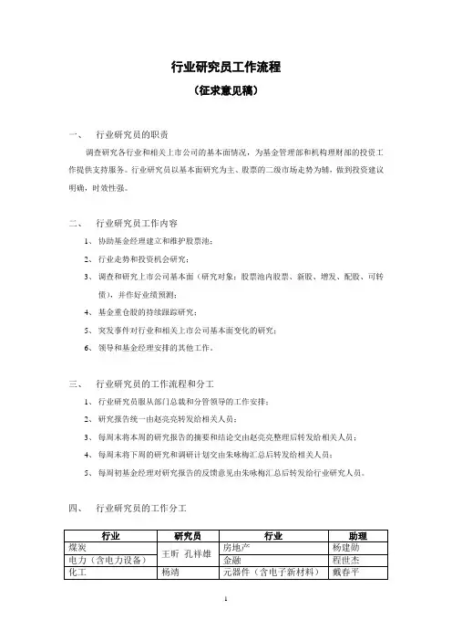 行业研究员工作流程
