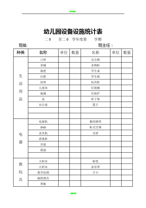 幼儿园设备设施统计表