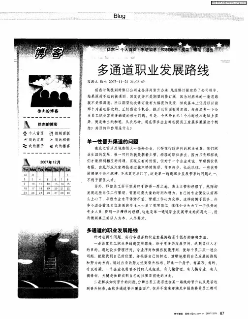 多通道职业发展路线