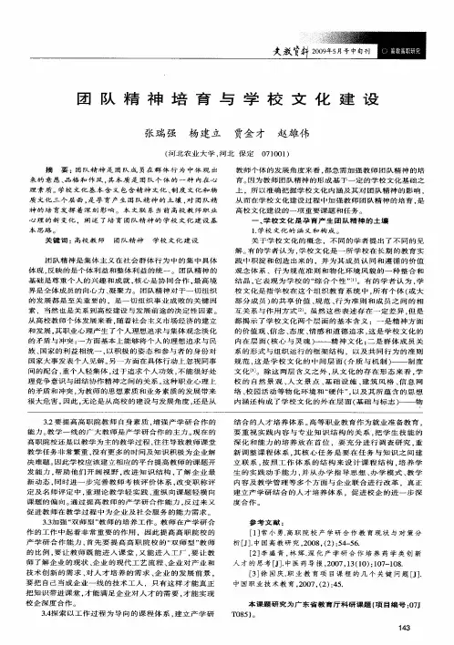 团队精神培育与学校文化建设