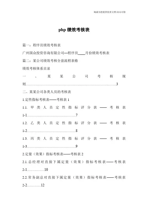 php绩效考核表