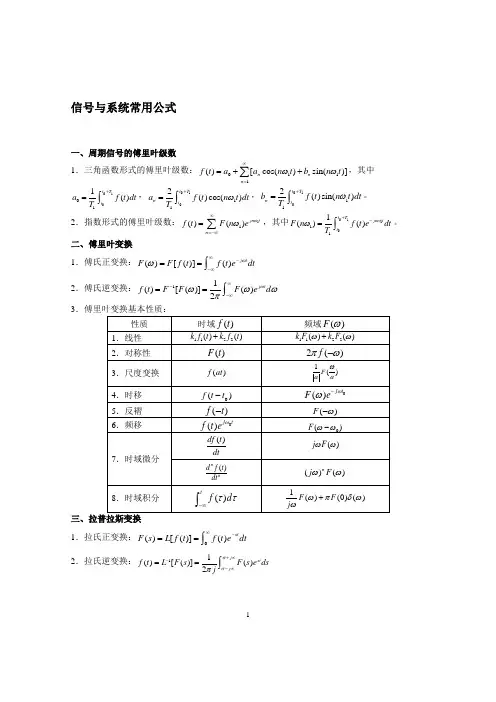 信号与系统常用公式 2