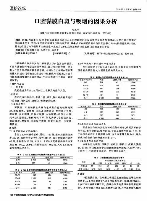 口腔黏膜白斑与吸烟的因果分析