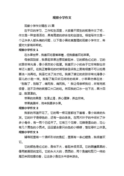 观察小学作文精选15篇