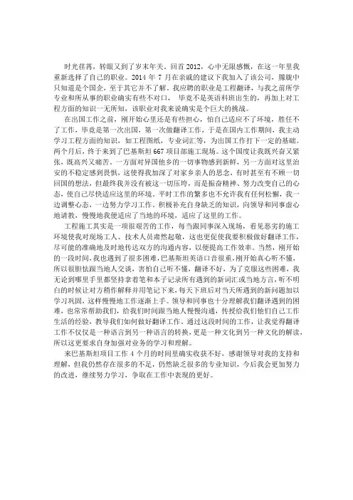 海外工作总结
