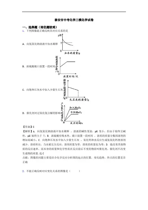 泰安市中考化学三模化学试卷
