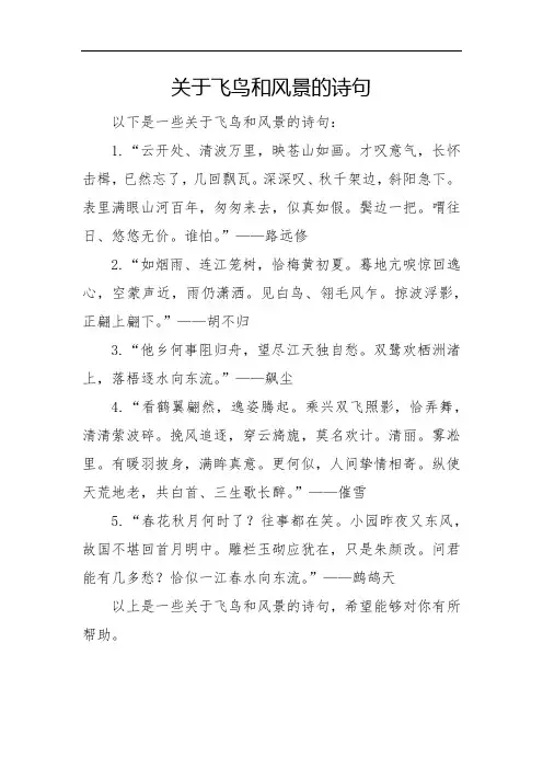 关于飞鸟和风景的诗句