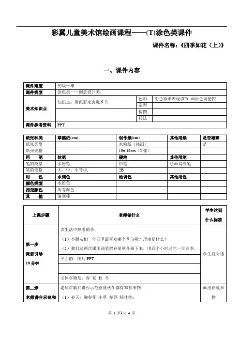 儿童美术馆幼龄课程——绘画课件涂色类—四季如花 (上)