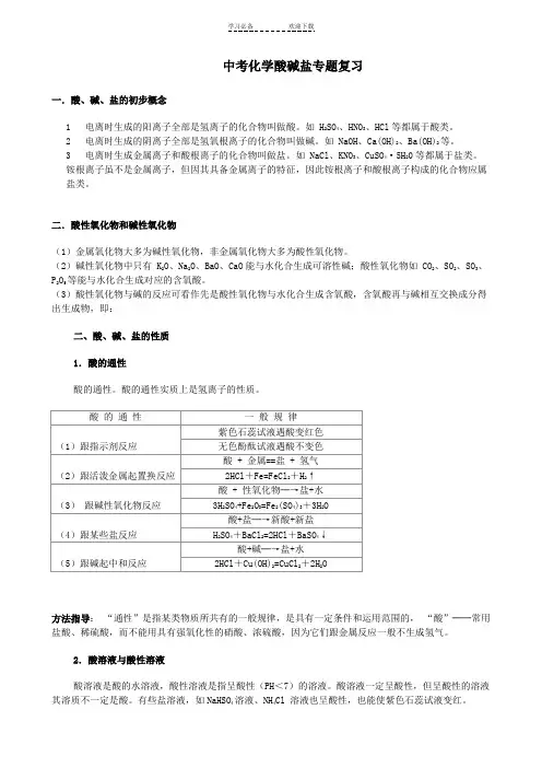 中考化学酸碱盐专题练习