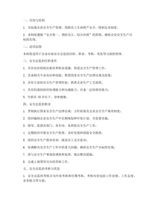 安全总监人员管理制度