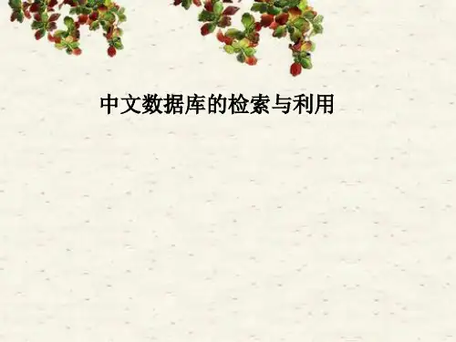中文数据库的检索与利用PPT课件