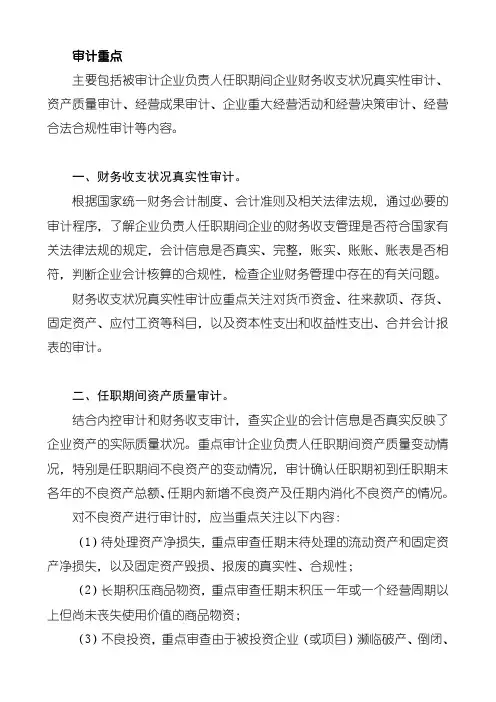 任期经济责任审计重点内容