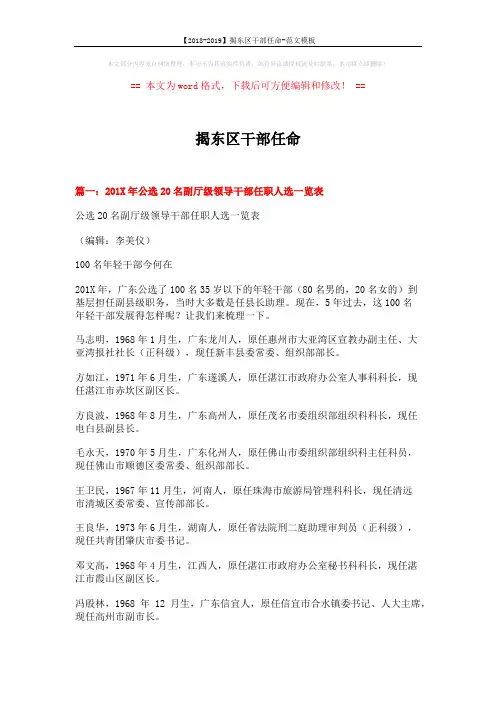 【2018-2019】揭东区干部任命-范文模板 (17页)