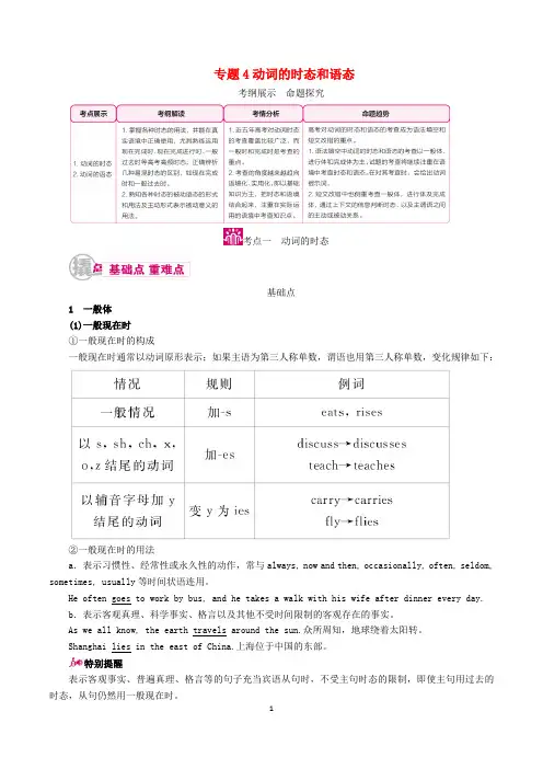 (课标通用)2017高考英语一轮复习专题6动词的时态和语态教学案