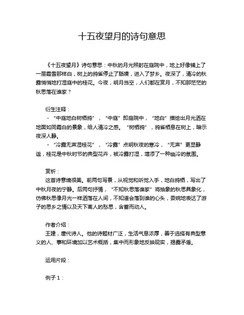 十五夜望月的诗句意思