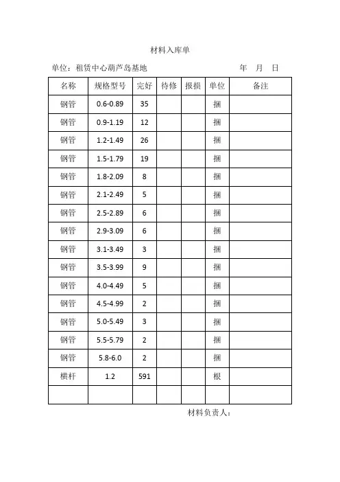 材料入库单 2
