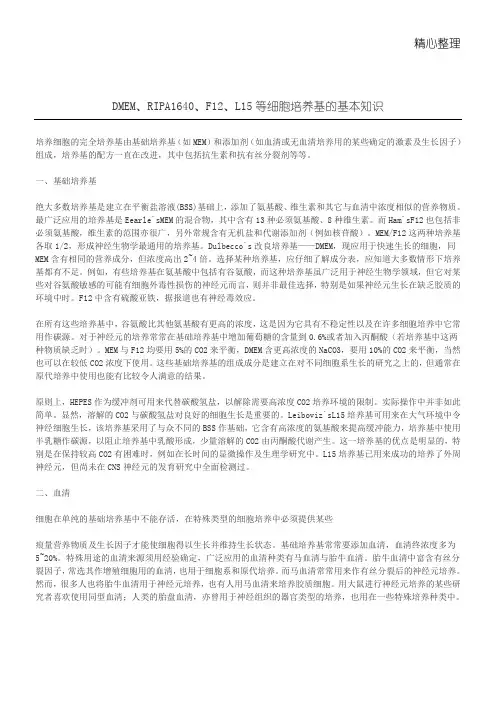 细胞培养各种培养基简介