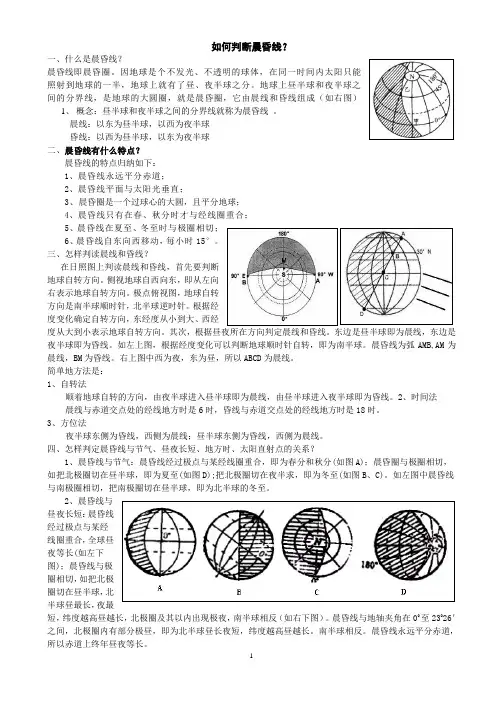 高一地理——如何判断晨昏线