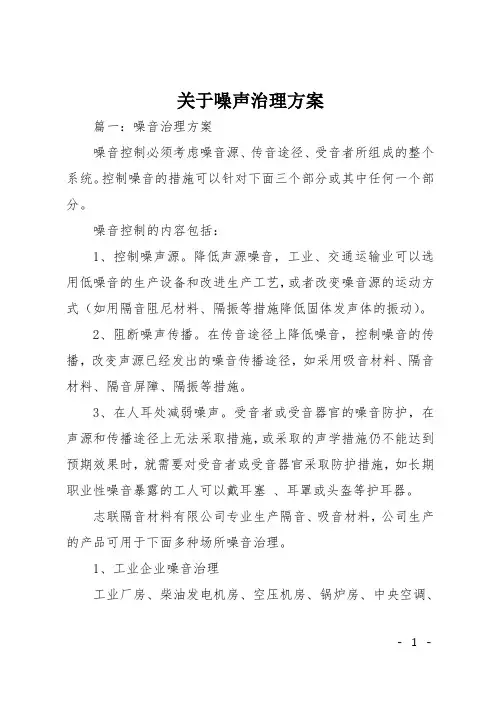 关于噪声治理方案