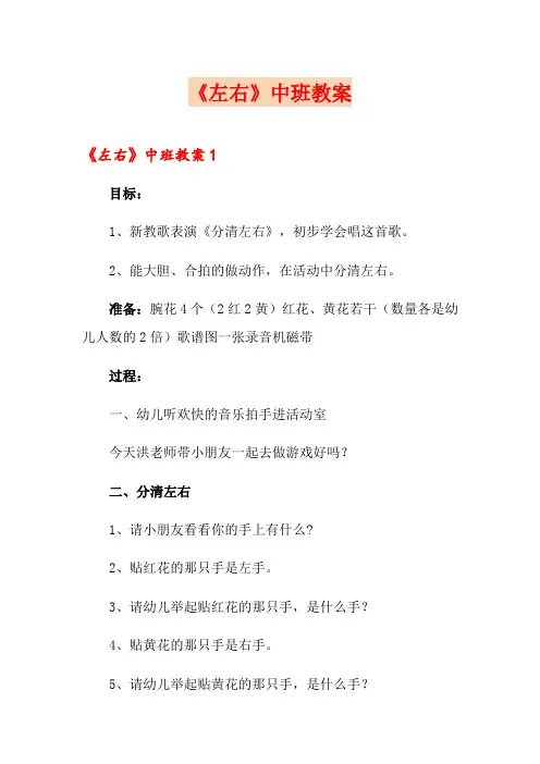 《左右》中班教案