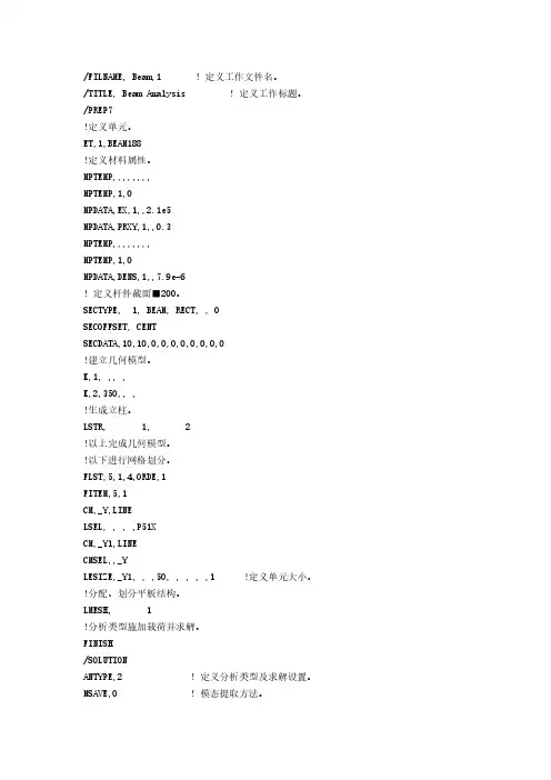 ansys实例命令流-谱分析命令流