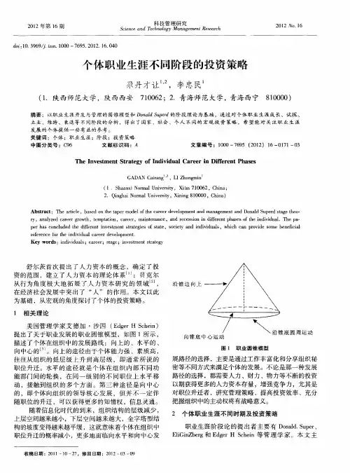 个体职业生涯不同阶段的投资策略