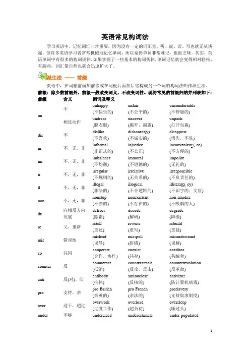 英语常见构词法