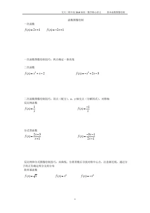 高一数学 基本函数图像