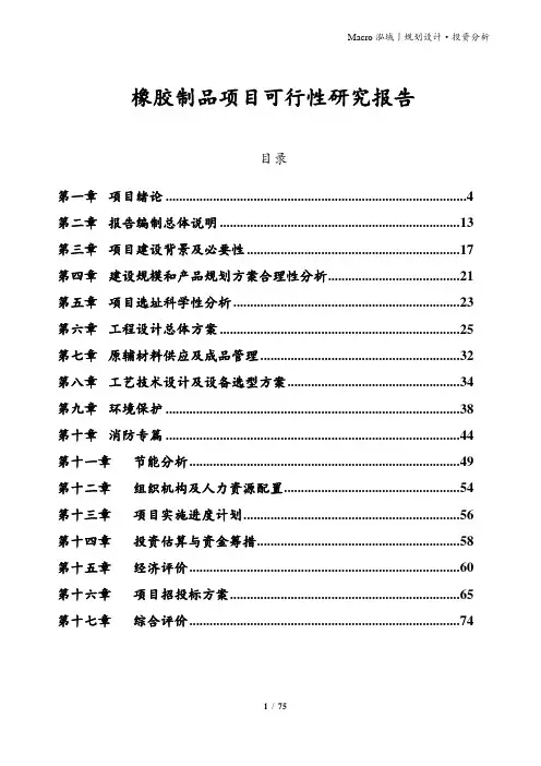橡胶制品项目可行性研究报告