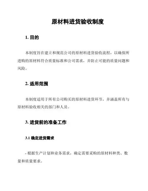 原材料进货验收制度