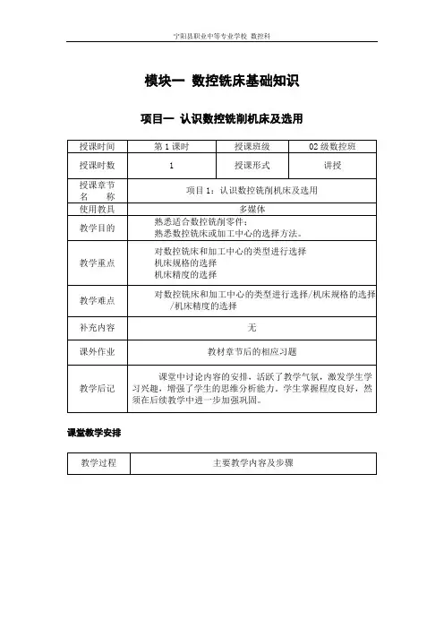 数控铣床基础知识培训教材