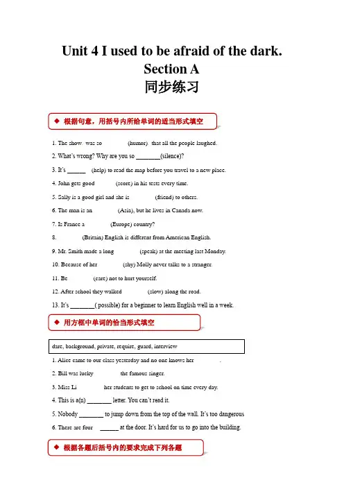 人教新目标九年级英语全一册同步练习题 Unit 4 Section A练习题