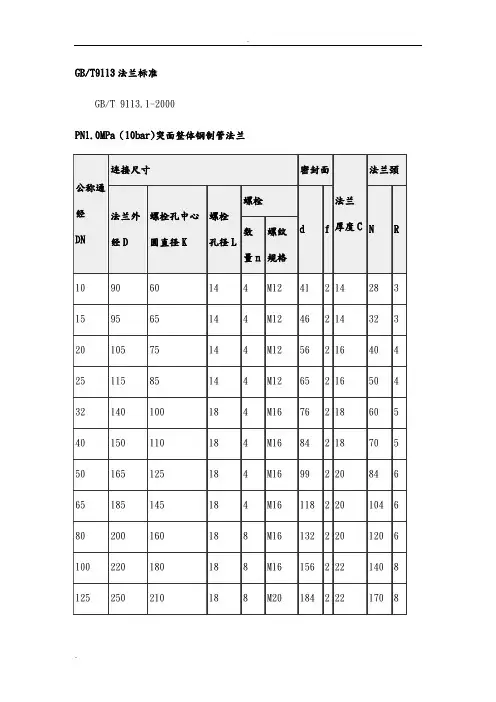 法兰规格尺寸常识
