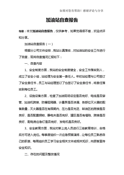 加油站自查报告