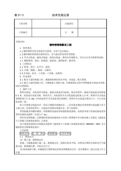 镀锌钢管暗敷设工程