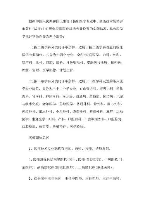 2015年医生职称的晋级制度