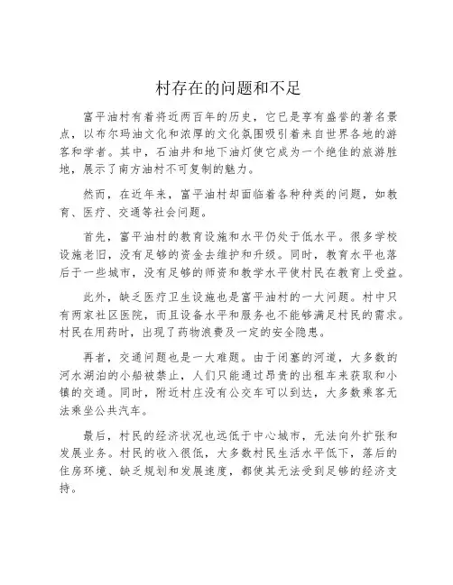 村存在的问题和不足