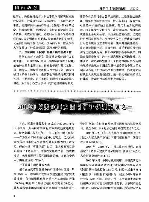 2010年度央企重大项目审计结果解读之一