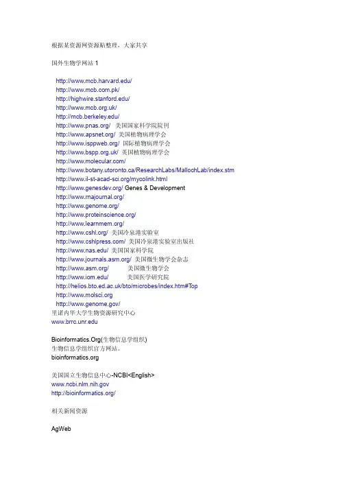 国外生物学网站