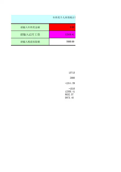 年终奖个人所得税计算器综合所得与一次性奖励