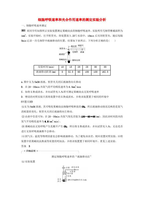 高考生物第三单元细胞的能量供应和利用热点题型二细胞呼吸速率和光合作用速率的测定实验分析讲义