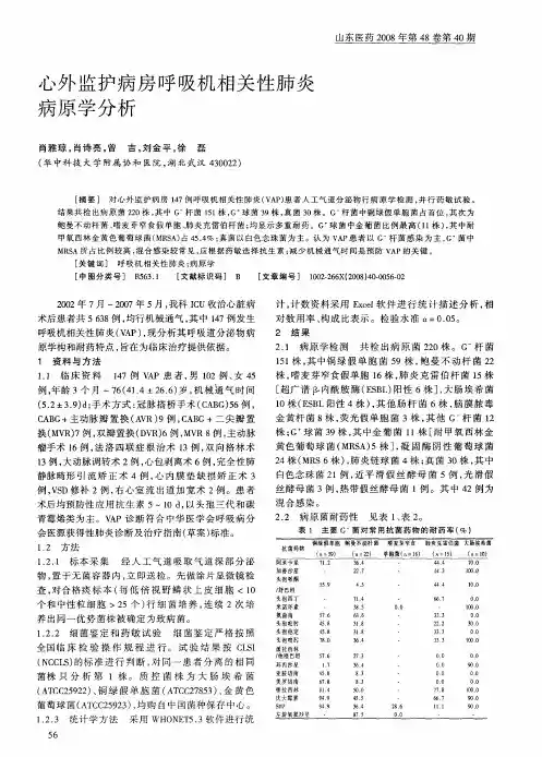 心外监护病房呼吸机相关性肺炎病原学分析