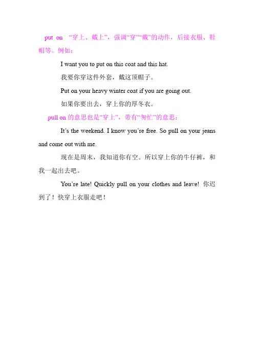 put on的用法