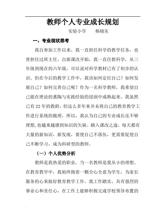 教师个人专业成长规划