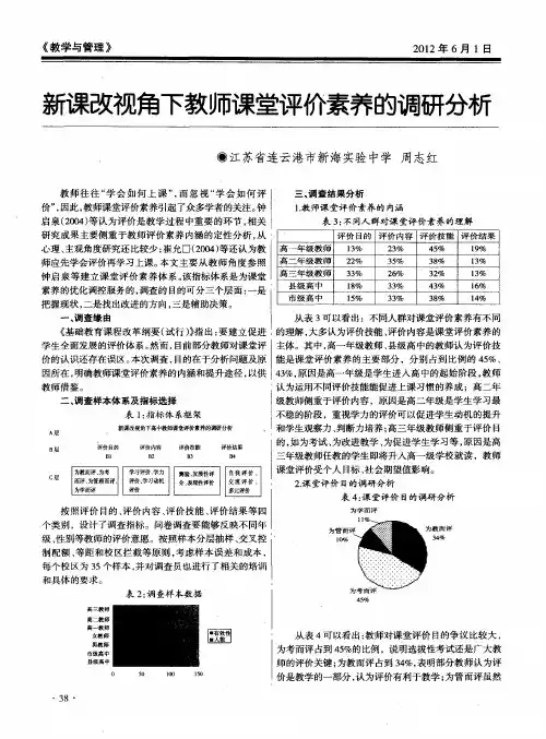 新课改视角下教师课堂评价素养的调研分析