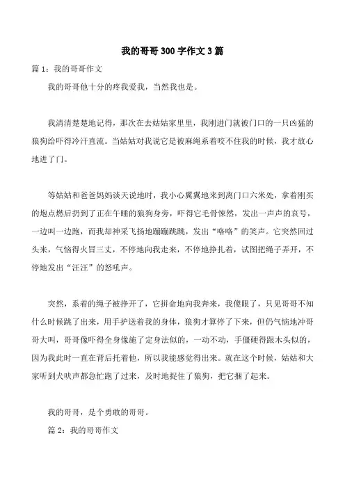 我的哥哥300字作文3篇