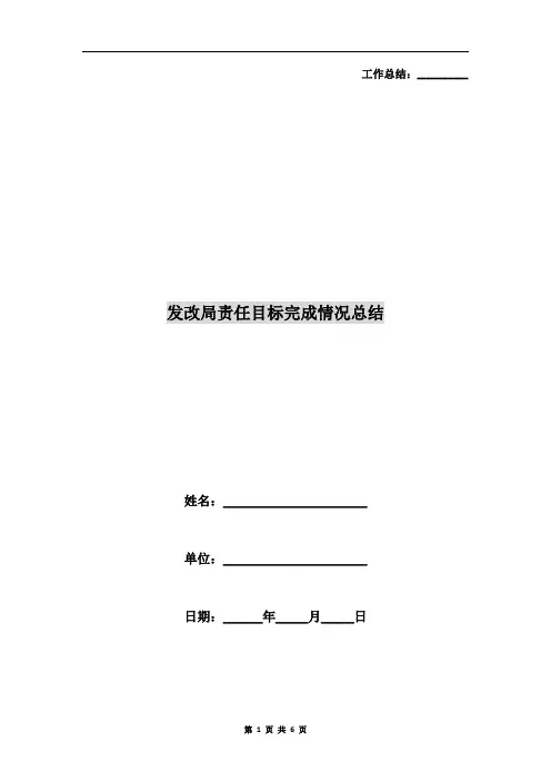 发改局责任目标完成情况总结